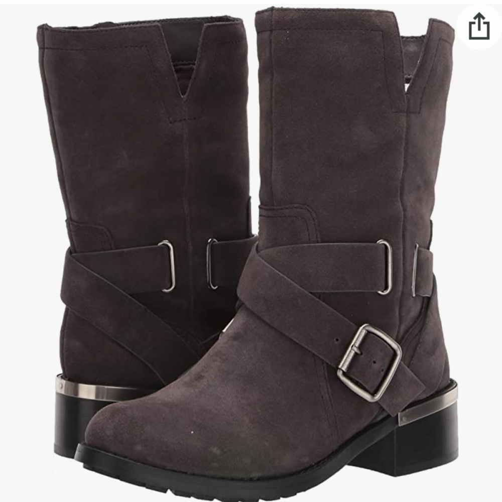 Vince Camuto NEW gray suede moto boots with buckles